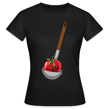 Louche à soupe tomate cook - T-shirt Femme - noir - Devant - AI Model Female 172 dark (172cm)