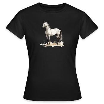 Horse Horses Riding Rider Horse - Women's T-Shirt - black - Front - AI Model Female 172 dark (172cm)