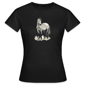 Cheval Chevaux Équitation Cavalier - T-shirt Femme - noir - Devant - AI Model Female 172 dark (172cm)