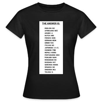 The Answer Is No - Women's T-Shirt - black - Front - AI Model Female 172 dark (172cm)