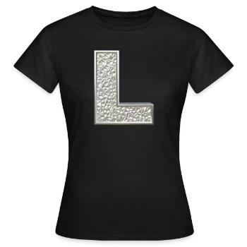 L, lettre, initiale, monogramme, - T-shirt Femme - noir - Devant - AI Model Female 172 dark (172cm)