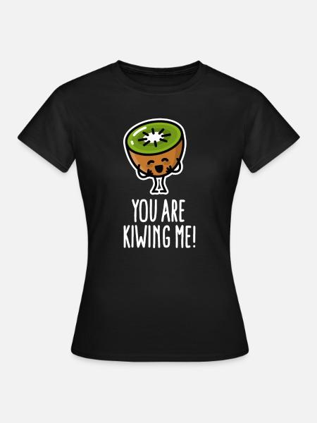 Tu me kiwis mignonne bande dessinée Kawaii kiwi drôle - T-shirt Femme - noir