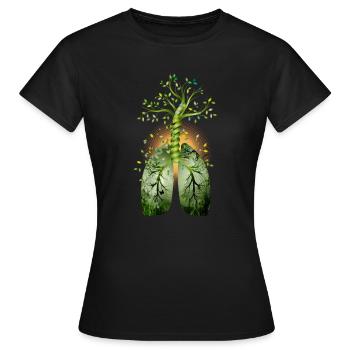 La forêt, le poumon vert. Arbre avec poumon - T-shirt Femme - noir - Devant - AI Model Female 172 dark (172cm)