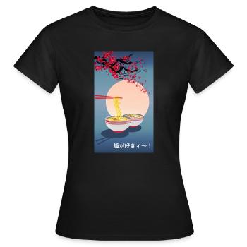 Orientalisch Japanische Kunst | Nudel-| Ramen - Frauen T-Shirt - Schwarz - Vorne - AI Model Female 172 dark (172cm)