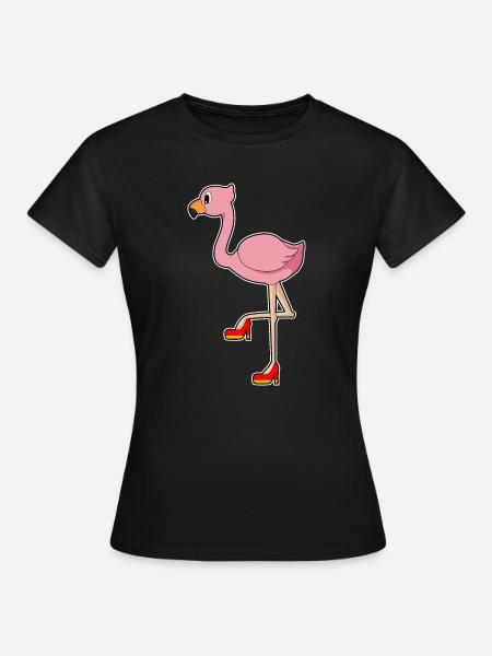 Flamingo Stöckelschuhe - Frauen T-Shirt - Schwarz