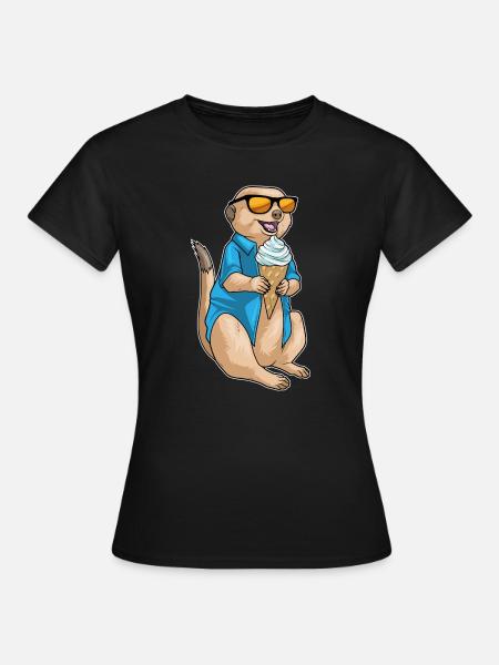 Erdmännchen Waffeleis - Frauen T-Shirt - Schwarz