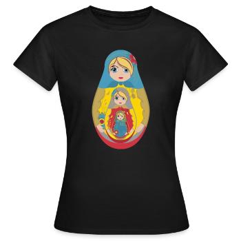 Poupée matriochka russe traditionnelle - T-shirt Femme - noir - Devant - AI Model Female 172 dark (172cm)