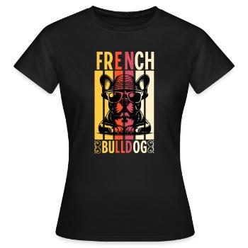 Coole Französische Bulldogge - Retro Frenchie - Frauen T-Shirt - Schwarz - Vorne - AI Model Female 172 dark (172cm)