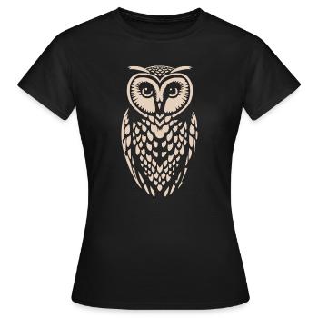 Portrait de hibou en filigrane - T-shirt Femme - noir - Devant - AI Model Female 172 dark (172cm)