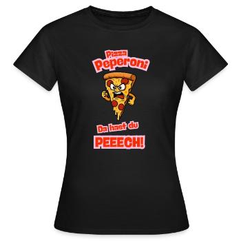 Wütende Pepperoni-Pizza Cartoon - Frauen T-Shirt - Schwarz - Vorne - AI Model Female 172 dark (172cm)
