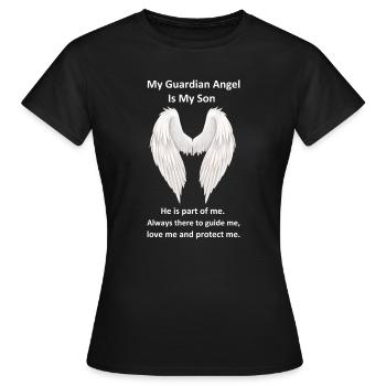 L’ange gardien est mon fils - T-shirt Femme - noir - Devant - AI Model Female 172 dark (172cm)