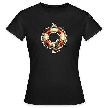 Style bouée de sauvetage nautique - T-shirt Femme - noir - Devant - AI Model Female 172 dark (172cm)