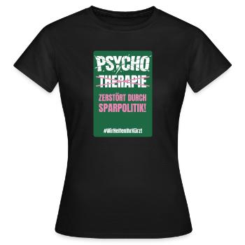PSYCHO_05 - Frauen T-Shirt - Schwarz - Vorne - AI Model Female 172 dark (172cm)