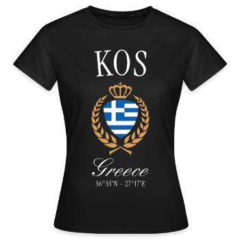 Couronne des armoiries de Kos Grèce – Souvenir de voyage - T-shirt Femme - noir - Devant - AI Model Female 172 dark (172cm)