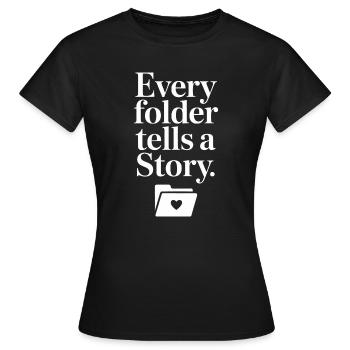 Chaque dossier raconte une histoire - T-shirt Femme - noir - Devant - AI Model Female 172 dark (172cm)