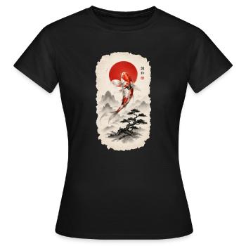 Koi im Japan-Stil  Zen & Harmonie - Frauen T-Shirt - Schwarz - Vorne - AI Model Female 172 dark (172cm)