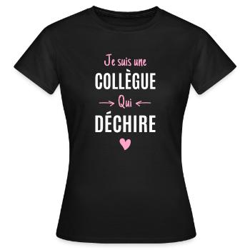 Humour collègue travail bureau départ retraite - T-shirt Femme - noir - Devant - AI Model Female 172 dark (172cm)
