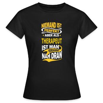 THERAPEUT - Frauen T-Shirt - Schwarz - Vorne - AI Model Female 172 dark (172cm)