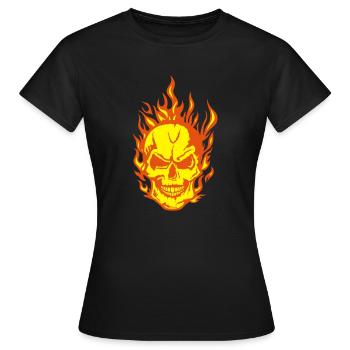 Totenkopf Flamme Flamme Flamme Feuer Skull - Frauen T-Shirt - Schwarz - Vorne - AI Model Female 172 dark (172cm)