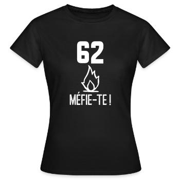 62, beware! - Women's T-Shirt - black - Front - AI Model Female 172 dark (172cm)