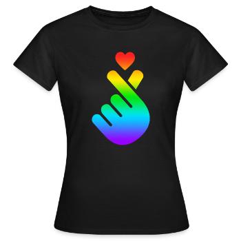 K Pop Coeur, Corée, K-Pop, Musique, Symbole, Gay Pride - T-shirt Femme - noir - Devant - AI Model Female 172 dark (172cm)