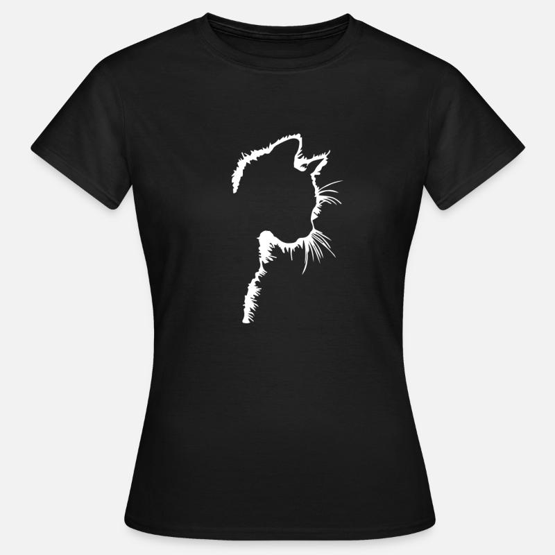 Cat silhouette cute kitten meow - Women's T-Shirt - black