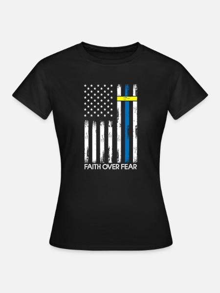 Faith Over Fear Ukraine America Flag Jesus Cross - Frauen T-Shirt - Schwarz