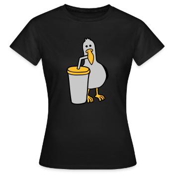 Seagull drinks cola drink - Women's T-Shirt - black - Front - AI Model Female 172 dark (172cm)