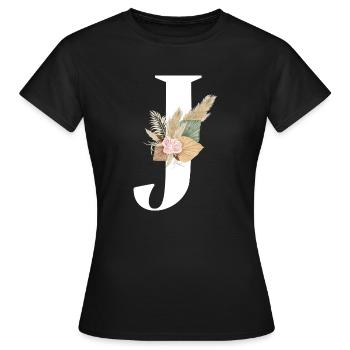 lettre J fleuris - T-shirt Femme - noir - Devant - AI Model Female 172 dark (172cm)