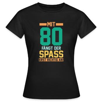 Achtzig Achtzigster 80 Jahre Geburtstag - Frauen T-Shirt - Schwarz - Vorne - AI Model Female 172 dark (172cm)