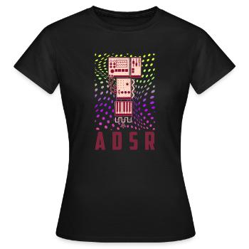 Synthesizer Synth Keyboard Elektronische Musiker - Frauen T-Shirt - Schwarz - Vorne - AI Model Female 172 dark (172cm)