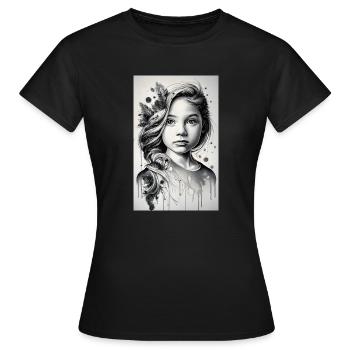 Fille en noir et blanc - T-shirt Femme - noir - Devant - AI Model Female 172 dark (172cm)