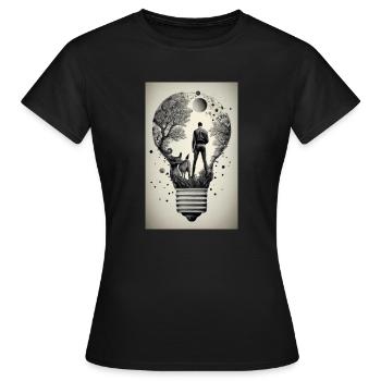 homme à l’intérieur d’une ampoule - T-shirt Femme - noir - Devant - AI Model Female 172 dark (172cm)
