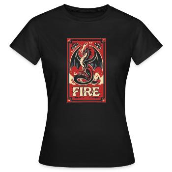Dragon and Fire - Frauen T-Shirt - Schwarz - Vorne - AI Model Female 172 dark (172cm)