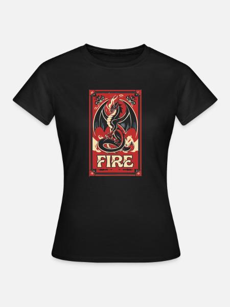 Dragon and Fire - Frauen T-Shirt - Schwarz