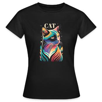 Katze minimalistisch elegant - Frauen T-Shirt - Schwarz - Vorne - AI Model Female 172 dark (172cm)