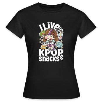 Design coréen amusant - Un incontournable pour la K-Pop - T-shirt Femme - noir - Devant - AI Model Female 172 dark (172cm)