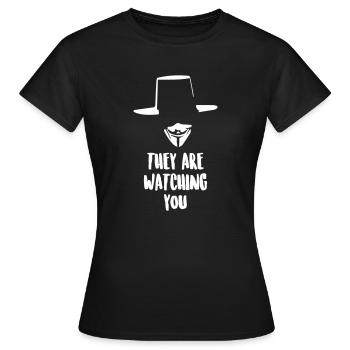 They Are Watching You Anonymous - Women's T-Shirt - black - Front - AI Model Female 172 dark (172cm)