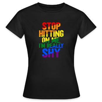 Arrêtez de me draguer, je suis timide - T-shirt Femme - noir - Devant - AI Model Female 172 dark (172cm)