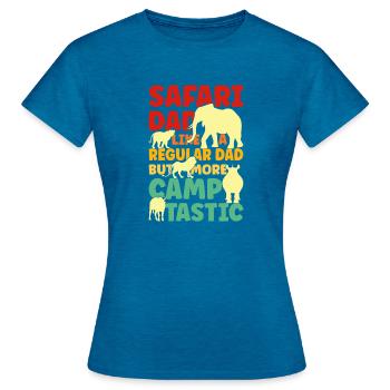 Safari Papa - T-shirt Femme - bleu saphir antique chiné - Devant - AI Model Female 172 dark (172cm)