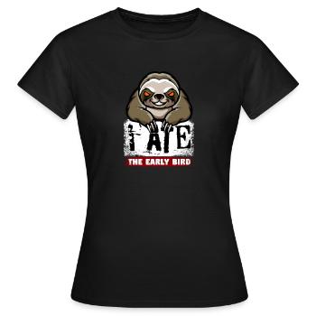 Paresse maléfique. Pour les grouches du matin et les lève-tard - T-shirt Femme - noir - Devant - AI Model Female 172 dark (172cm)