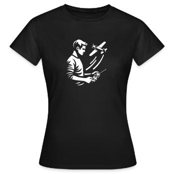 Flying with the remote-controlled airplane - Women's T-Shirt - black - Front - AI Model Female 172 dark (172cm)