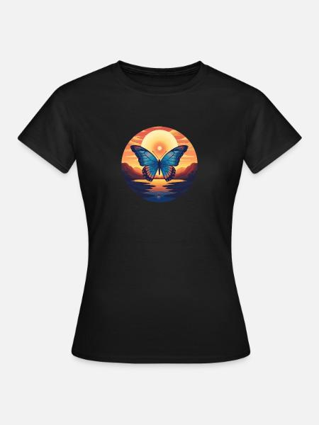 Morpho Papillon Bleu - T-shirt Femme - noir