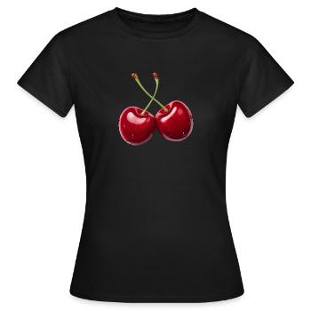 Kirsche - Frauen T-Shirt - Schwarz - Vorne - AI Model Female 172 dark (172cm)
