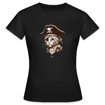 Pirate Cat 2 - T-shirt Femme - noir - Devant - AI Model Female 172 dark (172cm)