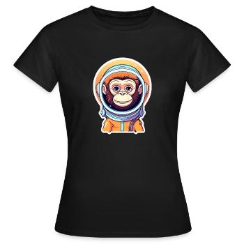 Monkey Astronaut Illustration - Women's T-Shirt - black - Front - AI Model Female 172 dark (172cm)