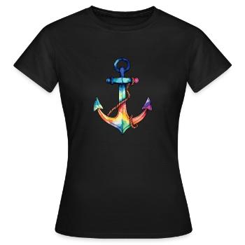 Ancre aquarelle aquarelle - T-shirt Femme - noir - Devant - AI Model Female 172 dark (172cm)