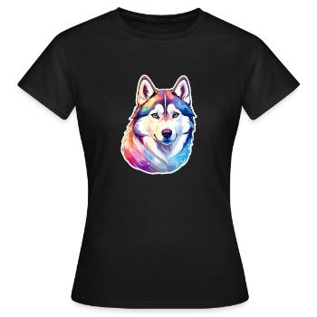 Husky de Sibérie Aquarelles - T-shirt Femme - noir - Devant - AI Model Female 172 dark (172cm)