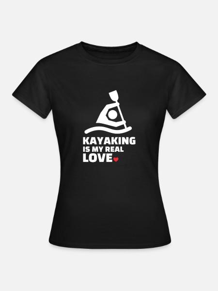 Ich Liebe Kajakfahren - Dame-T-shirt - sort