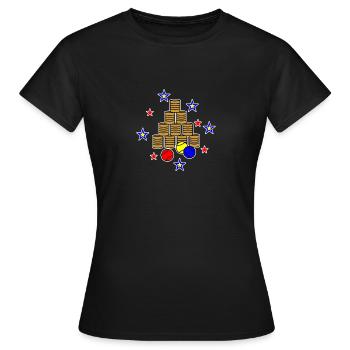 Dosenwerfen an der Wurfbude des Jahrmarktes Retro - Frauen T-Shirt - Schwarz - Vorne - AI Model Female 172 dark (172cm)